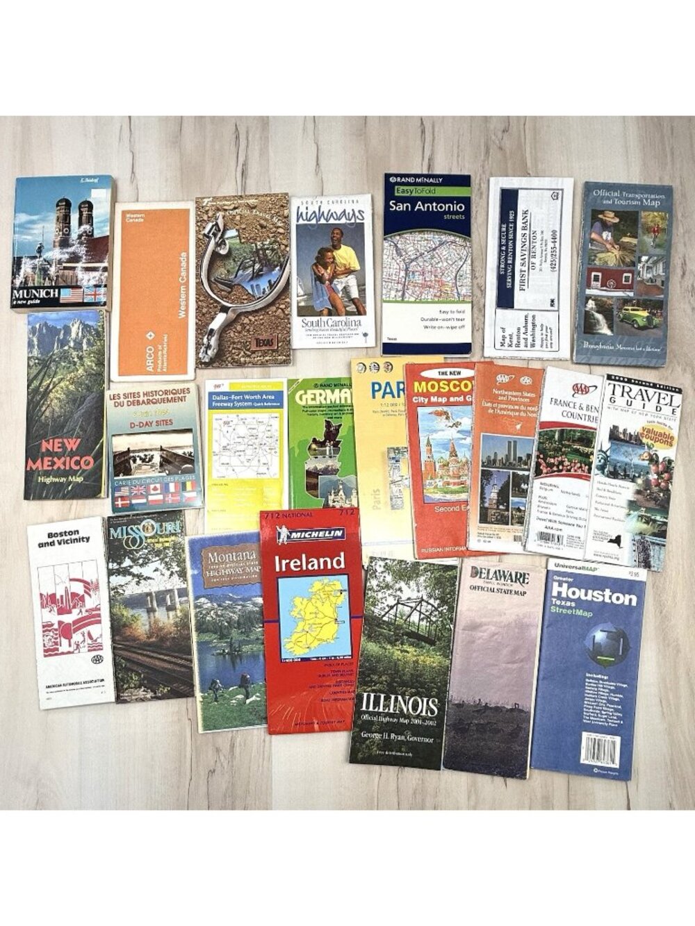 VTG Mixed Lot 23 European & United States State & City Travel Tourism Road MAPS
